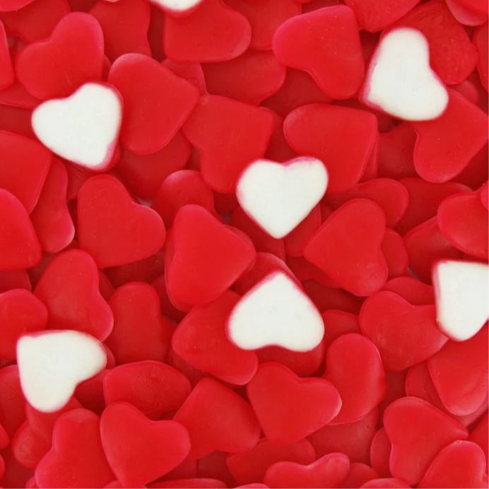 Cœurs Rouge et Blanc lisse - 100g