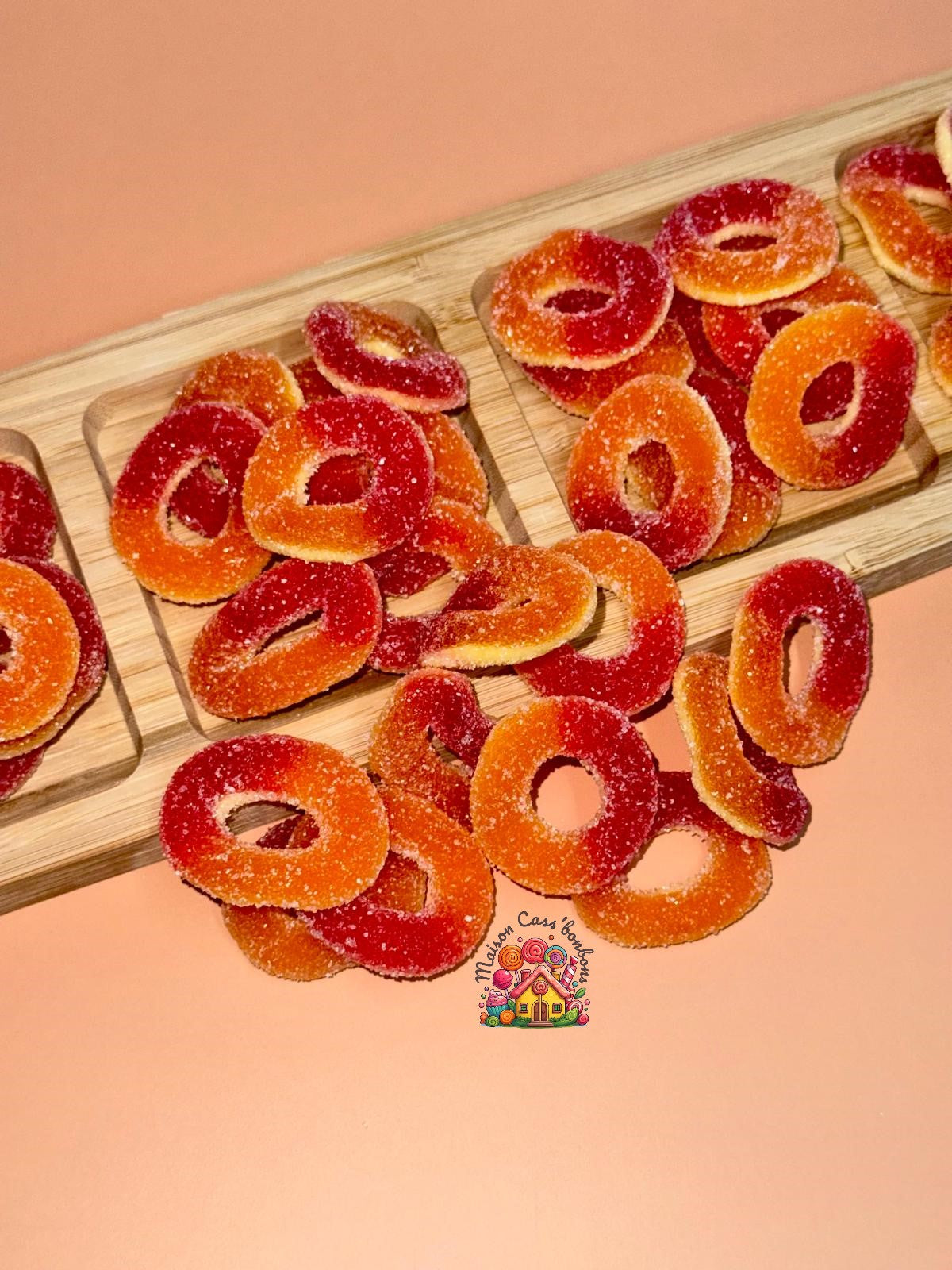 Anneaux goût pêche sucrés