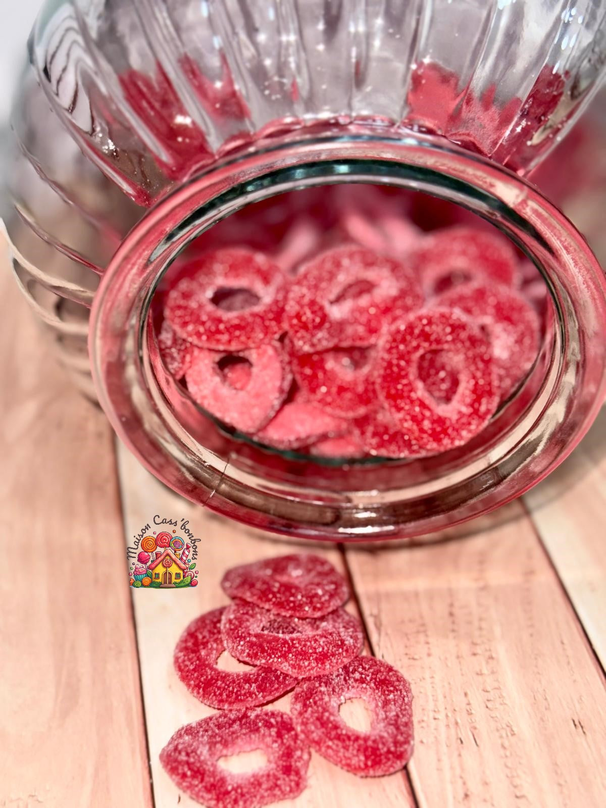 Anneaux goût fraise sucrés