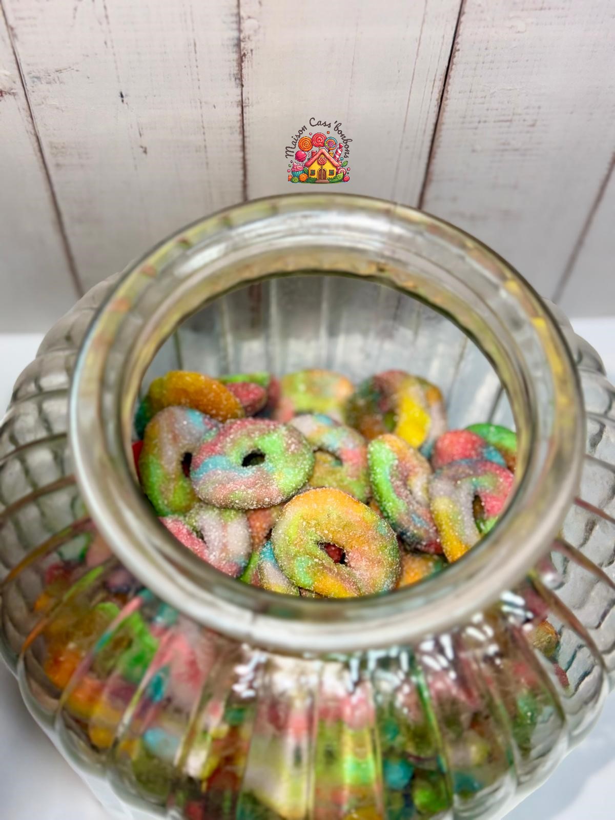 Anneaux Multicolores Acidulés - Bonbons Gélatineux 100g