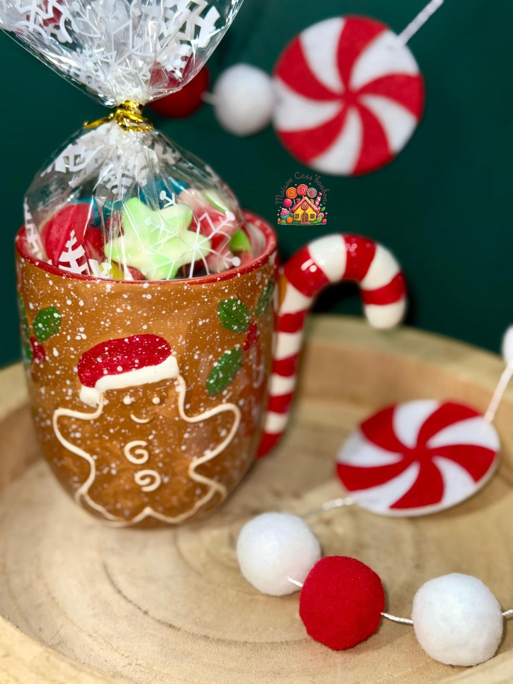 Tasse de Noël "Pain d'épice" garnie de 300g de bonbons lisses