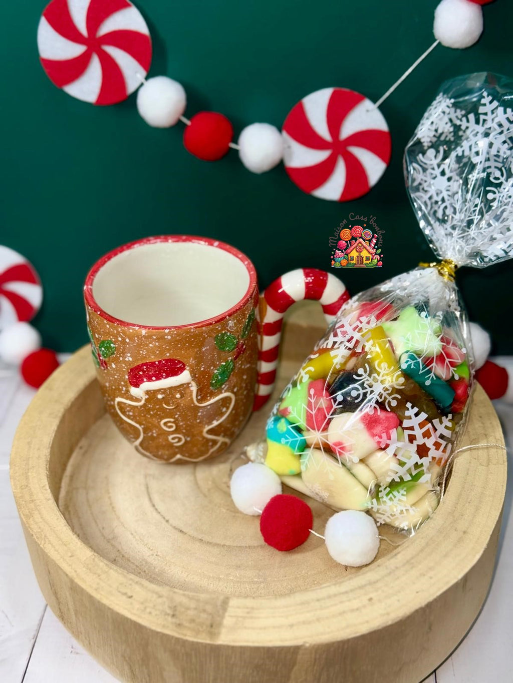 Tasse de Noël "Pain d'épice" garnie de 300g de bonbons lisses